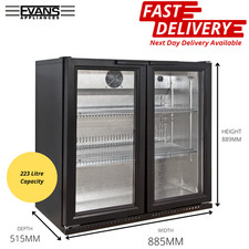 Commercial Back Bar Bottle Cooler 2 Door Hinged Beer Fridge Wine Chiller