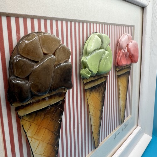 Mixed media ice cream cones - cream,