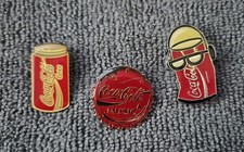 Rare Collection of Vintage Coca Cola Lapel Pin Badges (x3).