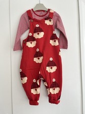 Unisex Baby 6-9 Months Christmas Dungarees Outfit NEXT Red Santa Stripes GC