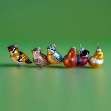 glass xmas baubles/Robins