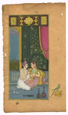 Mughal Miniature Painting Of King Akbar & Jodha Bai In Love Art 5.5x9.5 Inches