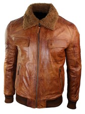 Mens Biker Bomber Rust Tan