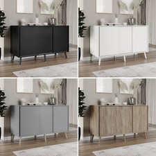 3-Door Sliding Cabinet Sideboard Storage Organiser Home Cupboard on Wooden Legs