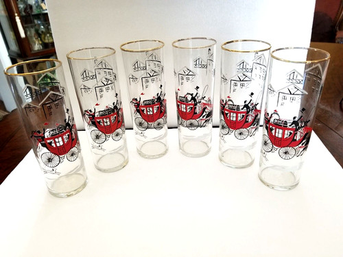 Set six vintage libby stage - set,