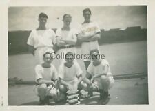 WW2 Royal Navy Saliors In Tropical Kit Ashore 3 x 2.35 inches 