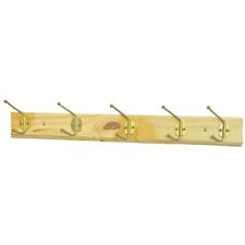 Strong Wooden Wall Coat Hanger - 10 Hooks Pine Rack for Home & Office