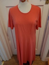 Ladies Damart Size 16 Bright Peach Short Sleeved Dress(Small Mark On Front)
