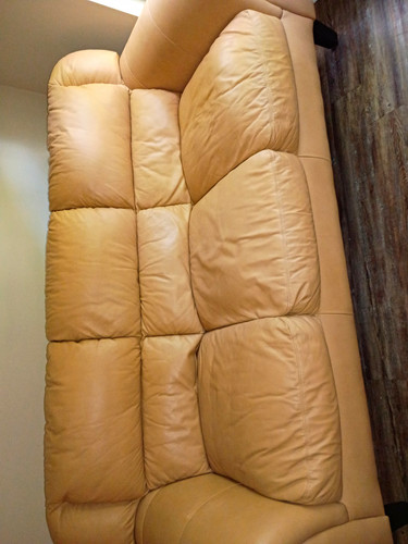 Beige leather seater sofa - beige,