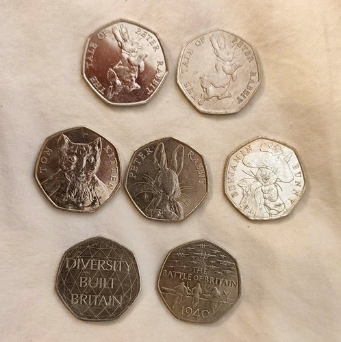 50p coin lot peter - uk, rabbit