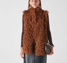 Tan Sheepskin Gilet Longline