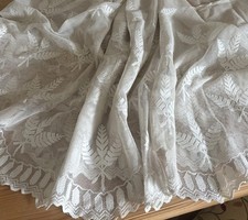 c1880 Deep Antique Needle Run Tamboured Net Lace Petticoat Flounce 108”/28”