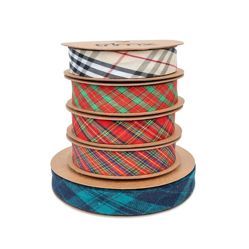 Tartan bias binding 25mm - tartan,
