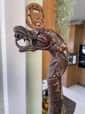 Hand Carved Dragon Walking Stick Indonesian Sono Wood / East Indian Rosewood 37”