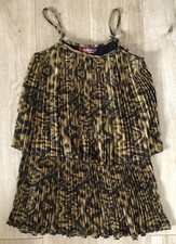Women’s NEXT Runway Collection brown/black animal print pleated Dress Size 6 UK
