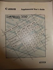 Instructions TYPEWRITER CANON STARWRITER 500  Supplemental users guide CD/email