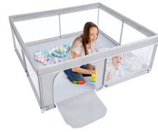 BEJOY Baby playpen 180×200cm strong and compact Mesh zipper door foam protection