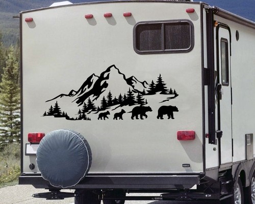 Bear family mountains decal - bear,