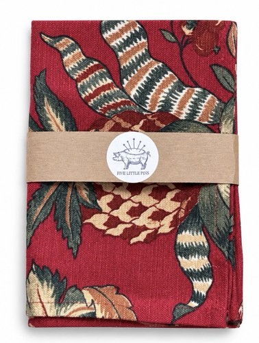Red botanical linen - botanical, towel