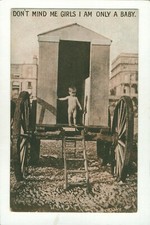 Don't Mind me Girls I'm Only a Baby Small Boy Bathing Machine c.1909