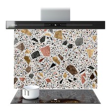 Kitchen Glass Splashback Toughened Tile Cooker ANY SIZE Terrazzo Mosaic Stones