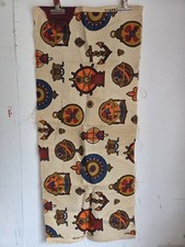 Vivid Orange Hessian Print Marignan Fabric Globes Anchor Maritime Thick Remnant 