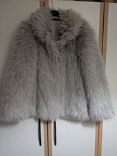 M & Co Stone Shaggy Fur Jacket  Size 14