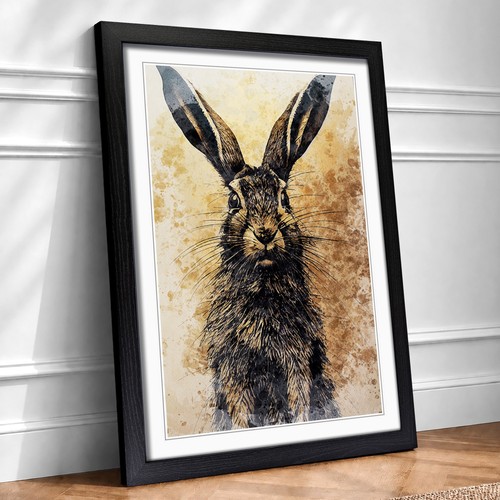 Portrait hare 1 framed - hare,