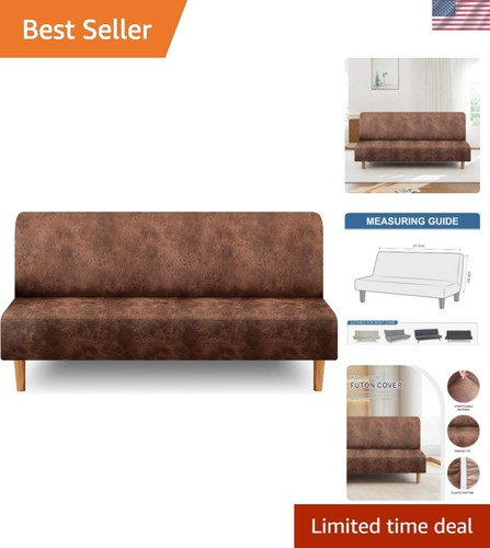 Leather look stretch futon - leather,