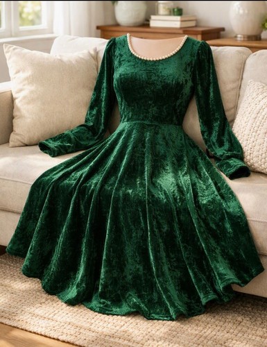 Women green velvet - green,
