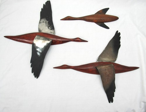 1960s wood brass bird wall - 1960s,