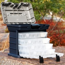 Tool Kit Box Storage Case Removable Tray Carry Handle DIY Organiser Compartment