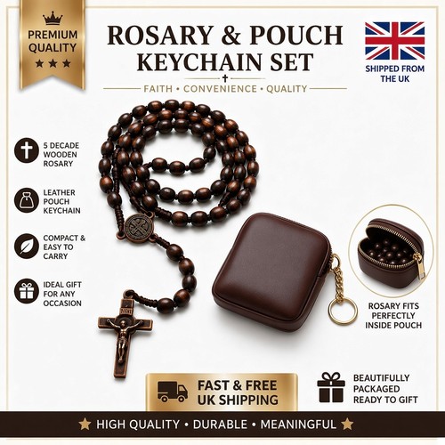 Wooden rosary beads - &, brown