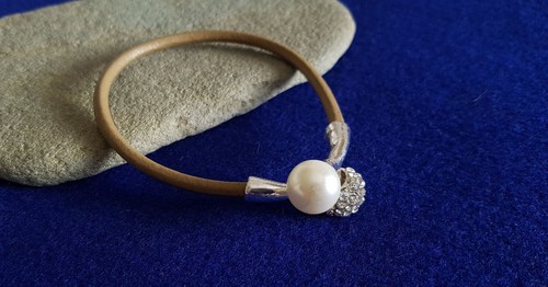 Faux leather bracelet with - faux,