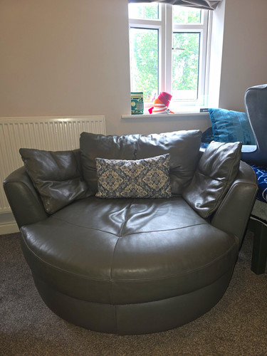 Dfs grey leather - grey, swivel