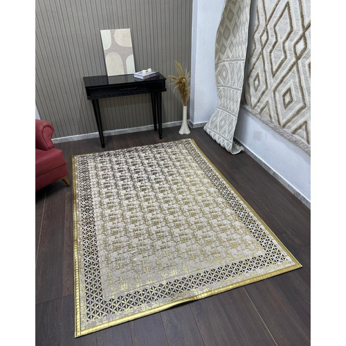 Gold shimmer suede rug - suede,