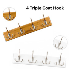 4 Triple Coat Hook Bamboo And