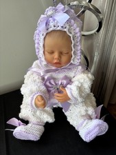 BABY ROMPER BONETT BOOTEES HANDMADE CROCHET FITS NEWBORN AND REBORN ROMANY GIFT