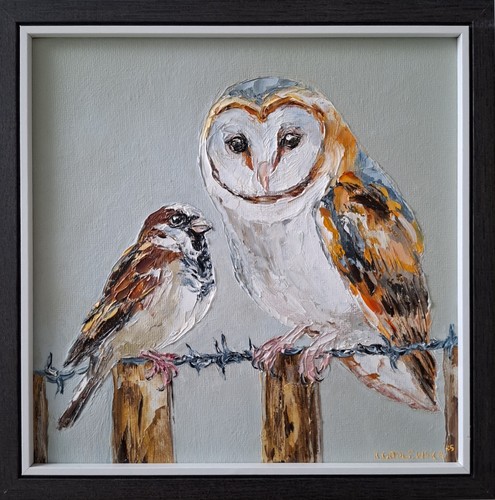 Owl sparrow painting - sparrow,