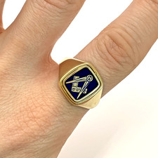 9 ct Gold Masonic Blue Enamel