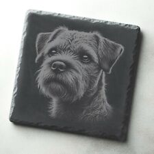 Border Terrier Dog Engraved Slate Coaster, Present Gift