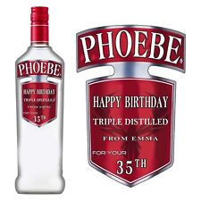 Personalised Sticker label for Smirnoff Vodka bottle Birthday any occasion Gift