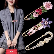Women Girls Flower Safety Scarf Pin Sweater Hijab Shawl Butterfly Brooch Wedding