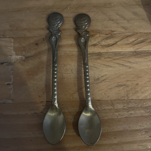 Pair vintage brass rose - 2,
