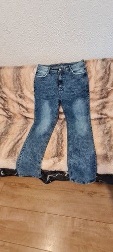 Womens blue denim jeans wide