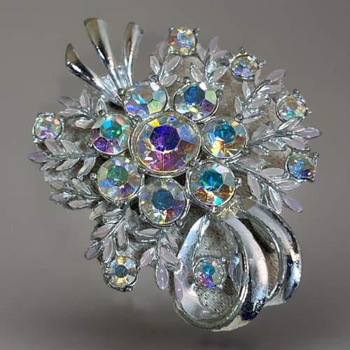 Vintage rhinestone brooch - brooch, pink