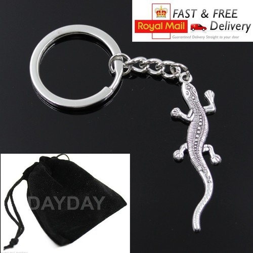 Lizard keyring silver gecko - lizard,