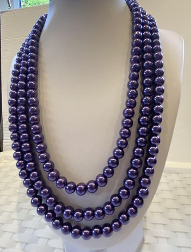 Three strand purple glass 8mm - three,