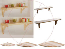 Natural Wood Wooden Framed Shelf Corner Shelves Storage Unit Kit Wall Mounted 