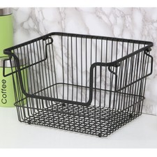 Large Iron Storage Basket Metal Wire Mesh Basketry Bathroom Kitchen School Trays
